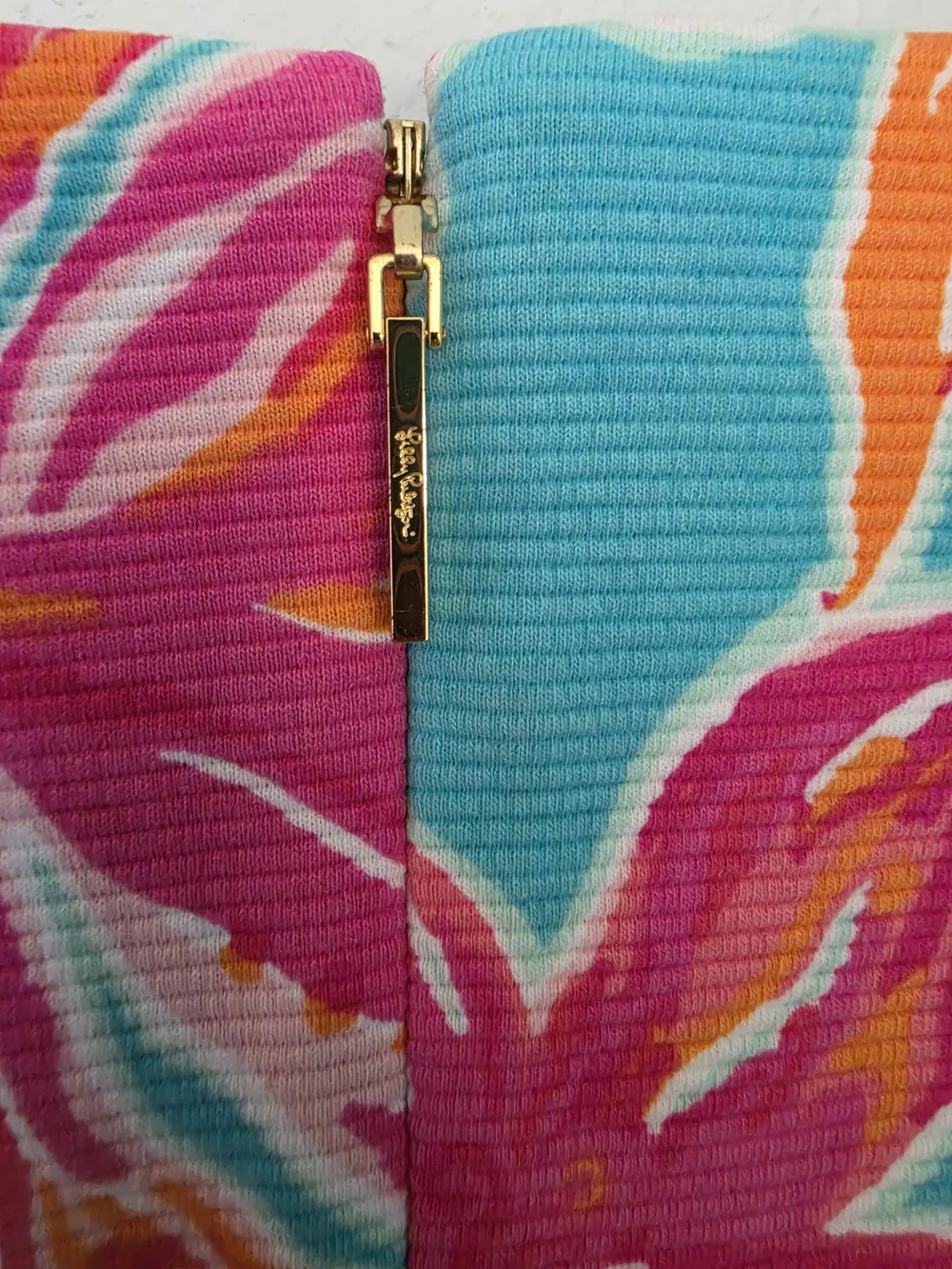 Lilly Pulitzer Turquoise Floral Cap-Sleeve Mini Dress with Pink & Orange Blooms - Picture 7 of 8